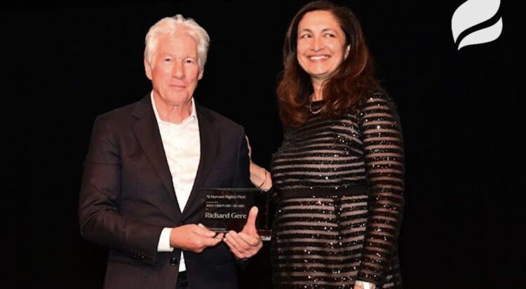 Richard Gere receiving the Human Rights First Visionary Award. Photo: ICT