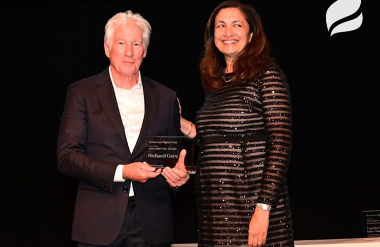 Richard Gere receiving the Human Rights First Visionary Award.
