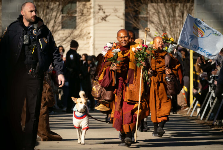 A dozen Buddhist monks are trekking from Fort Worth, Texas, to D.C. to promote unity, compassion, and healing across the nation. (Walk for Peace/Facebook)