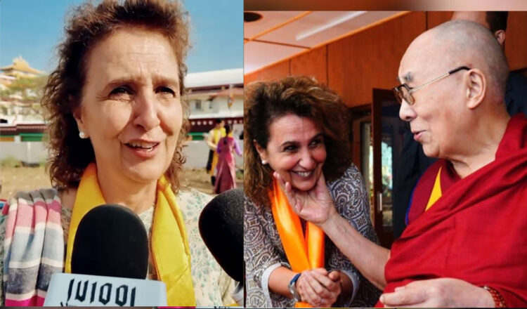 བཙན་བྱོལ་བོད་མིར་རོགས་སྐྱོར་ཤུགས་ཆེན་གནང་མཁན་ལྕམ་སྐུ་དྷེ་བྷི་ཁཱ་རཱ་ནེ་ལགས་དང་ཁོང་མོས་༧གོང་ས་མཆོག་ལ་མཇལ་བཅར་ཞུ་སྐབས་ཀྱི་སྐུ་པར་ཞིག