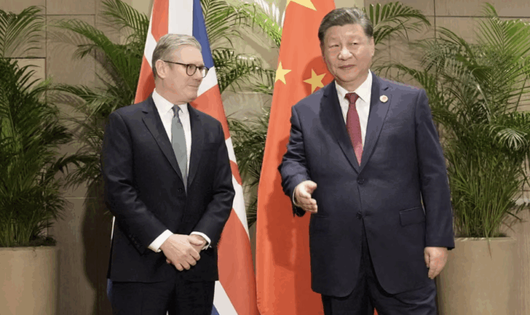 British Prime Minister Keir Starmer with Chinese President Xi Jinping. Image source - X/@EuroPostAgency