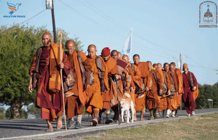 A dozen Buddhist monks are trekking from Fort Worth, Texas, to D.C. to promote unity, compassion, and healing across the nation. (Walk for Peace/Facebook)