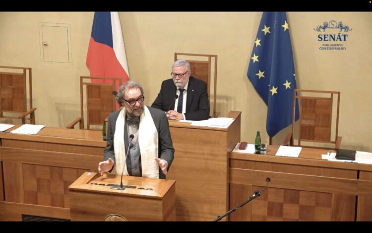 Screen Grab of Senator Premysl Rabas Speaking during the debate in senate