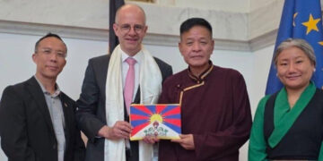 (File image) Sikyong Penpa Tsering and Representative Thinlay Chukki with Hon. Michael Brand, Member of the German Parliament and Parliamentary State Secretary to the German Government.
