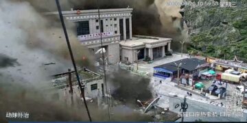 Image from CCTV footage shows the border in Gyirong, Tibet, China, August 26, 2026